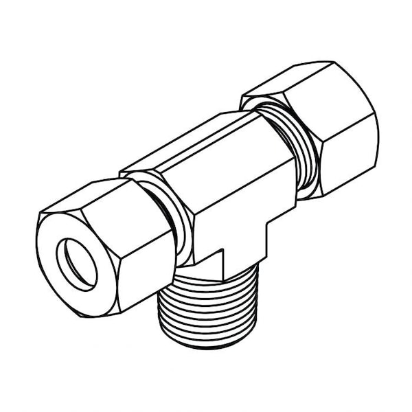Tompkins Hydraulic Fitting, Metric CompressionLL08(12X1.0) -08BSPT MALE STUD BRANCH TEE MC6090-LL08-LL08-08 - main